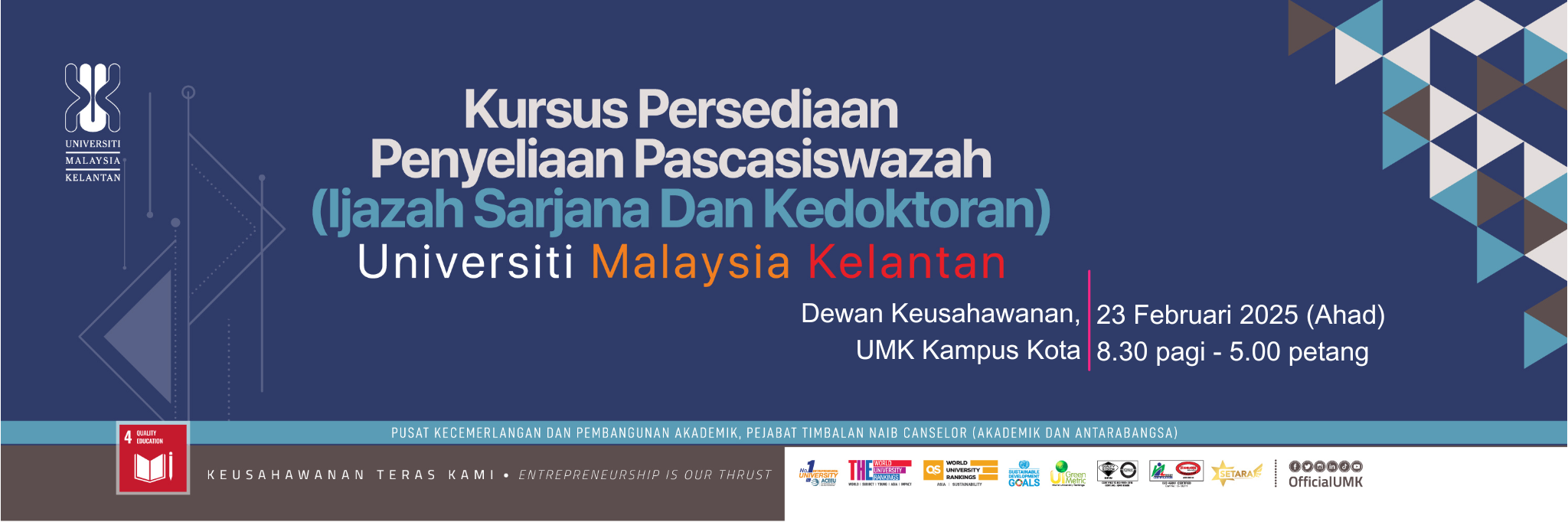 KURSUS PERSEDIAAN PENYELIAAN PASCASISWAZAH (PHD DAN SARJANA)